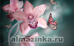 Алмазная вышивка Яркие грани «Орхидеи и бабочки»