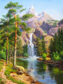 Алмазная Живопись «Горный водопад»