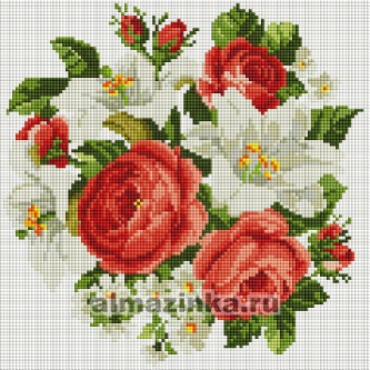 Алмазная вышивка Белоснежка «Розы и лилии»