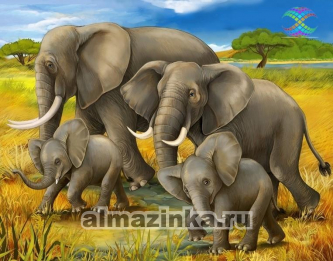 Мозаика Алмазное Хобби «Семья слонов»