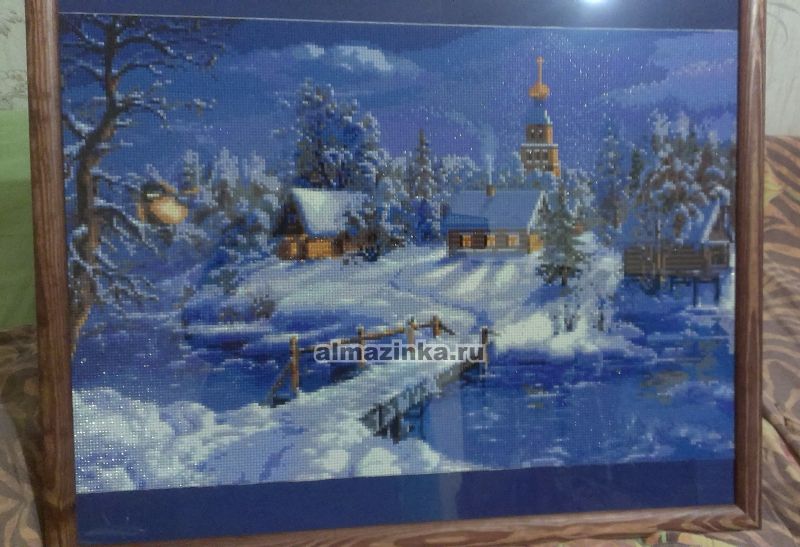 Алмазная живопись «Зима в деревне» Алмазная живопись АЖ-1276
